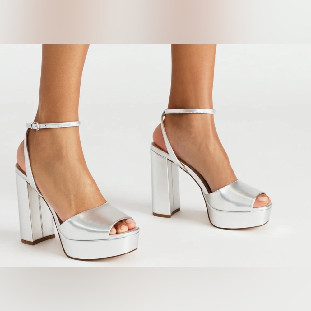 LOURDES SILVER METALLIC PLATFORM HEELS